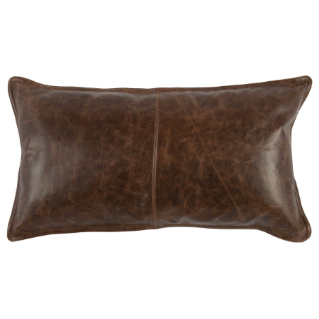 Distressed Brown Leather Lumbar Pillow | Fourth Interiors