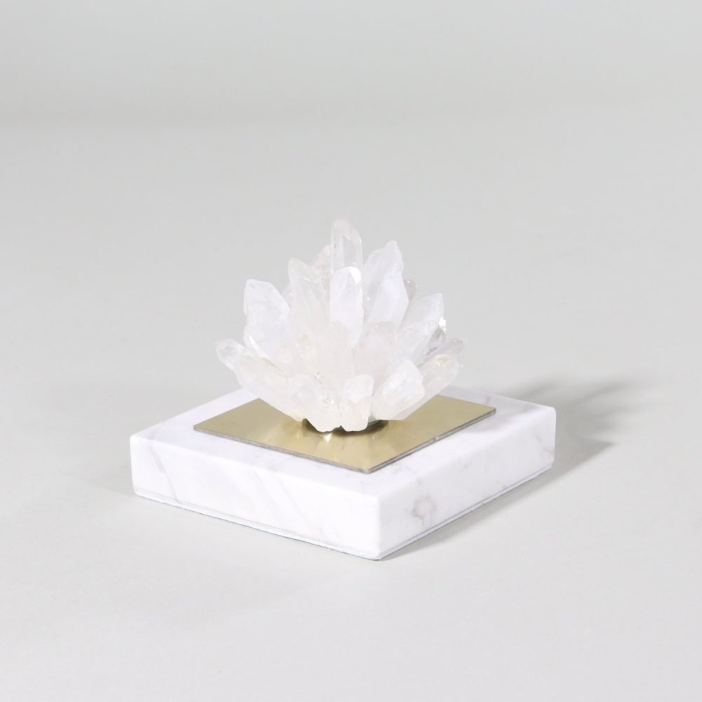 crystal flower burst on white marble base small