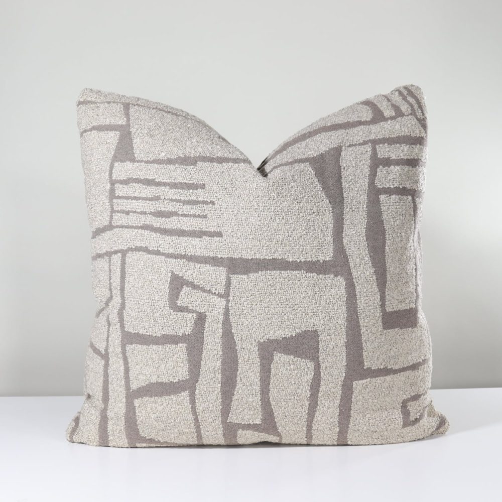 brown and gray muted earth tones geometric pattern throw pillow