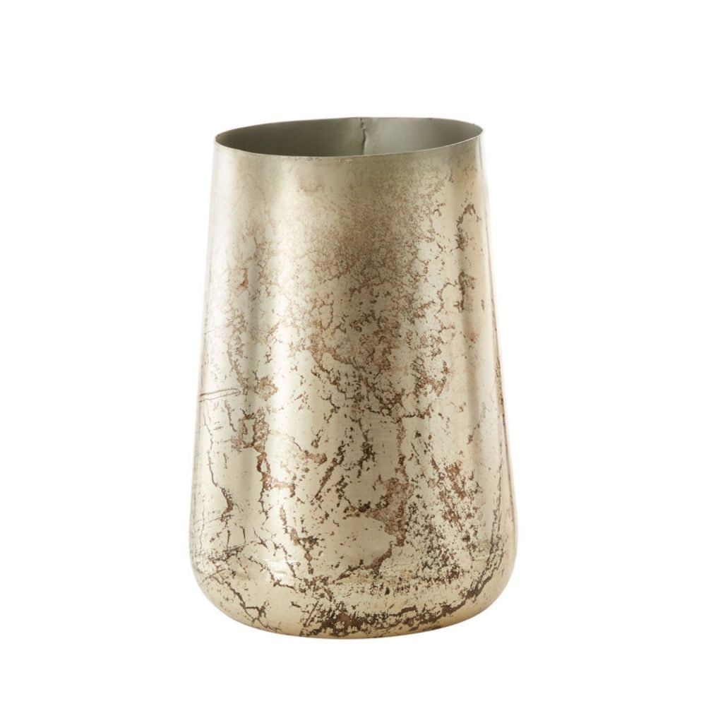 antiqued silver champagne tapered glass vase 8 inch