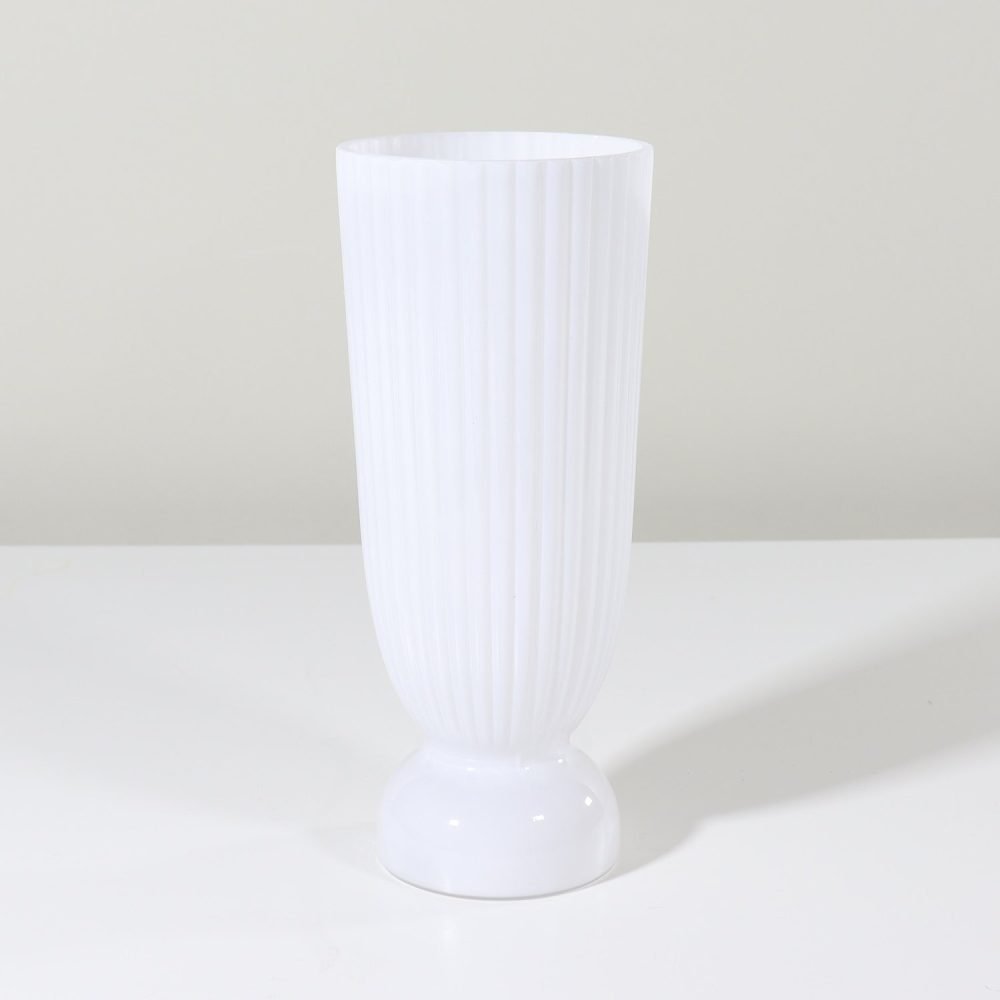 fluted white milk glass vase