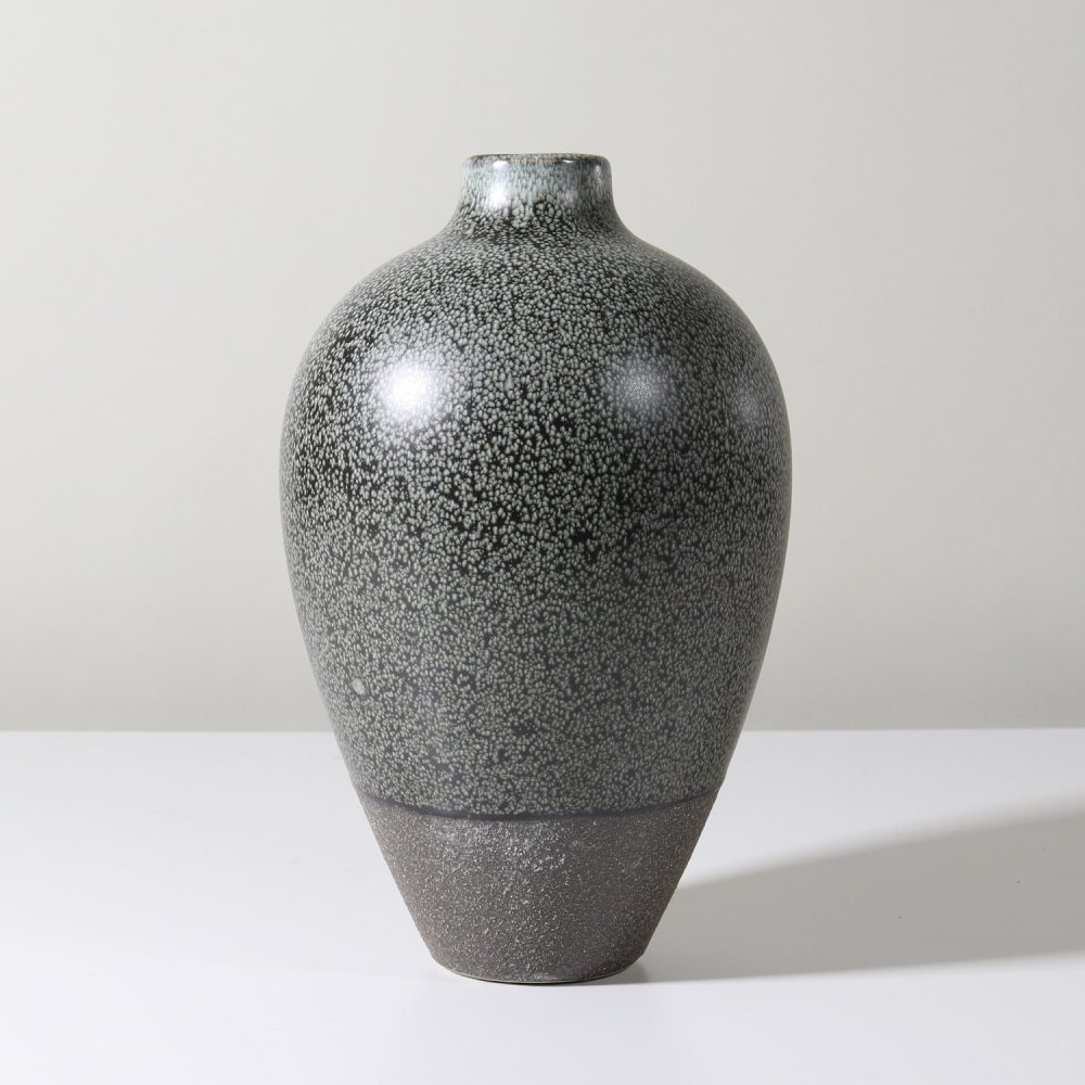 green and taupe speckled vase