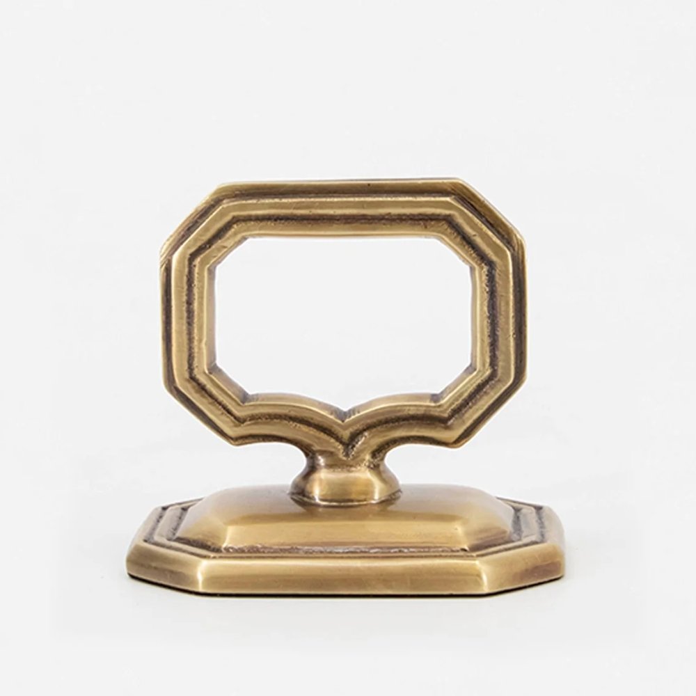 brass napkin ring with place card holder