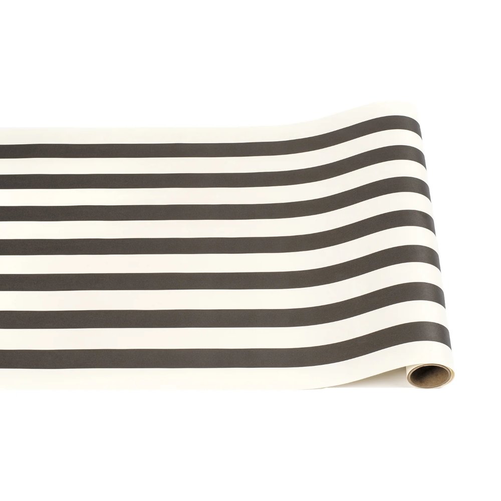 hester and cook black classic stripe table runner
