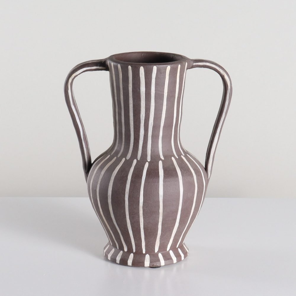 brown white striped trophy vase 3
