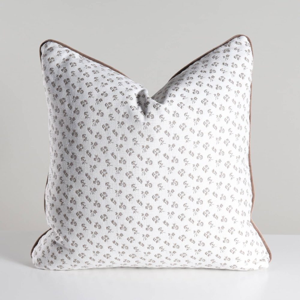 meadow block print ditsy floral linen pillow