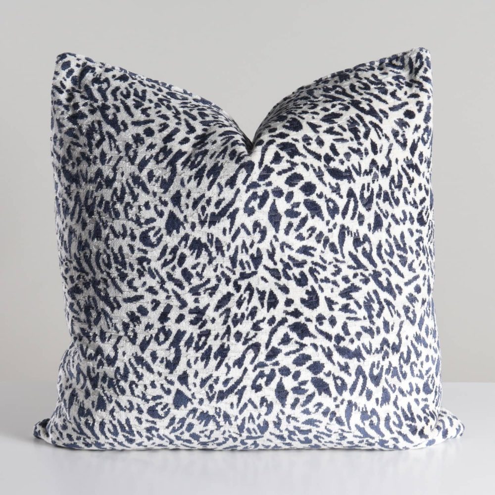 navy abstract animal print woven pillow