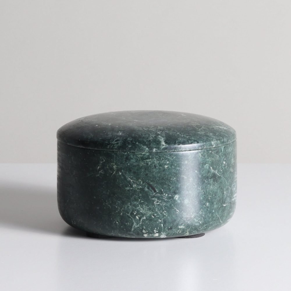 round dark green marble storage box with lid 1