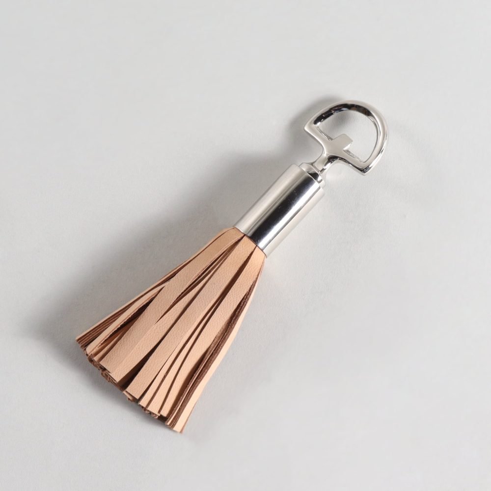 saddle leather tassel chrome bottle opener