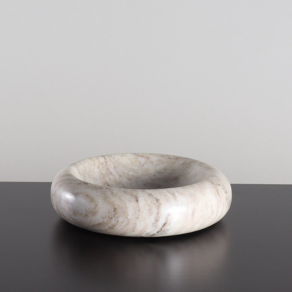 tan marble round catchall dish