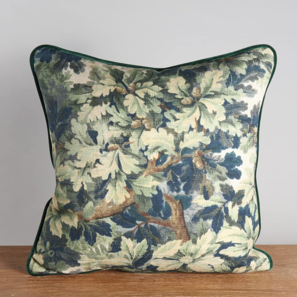 verdant oak leaf tapestry pillow 20 x 20