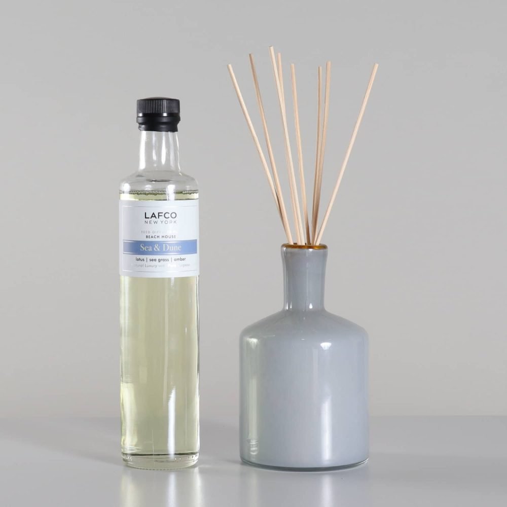 lafco sea and dune luxury reed diffuser grey glass