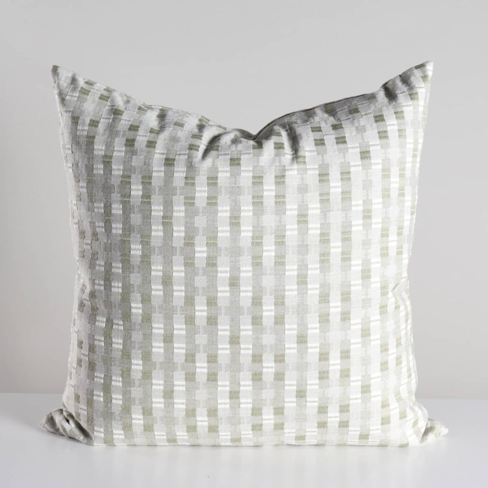 sage green grid geometric woven pillow 22x22 1