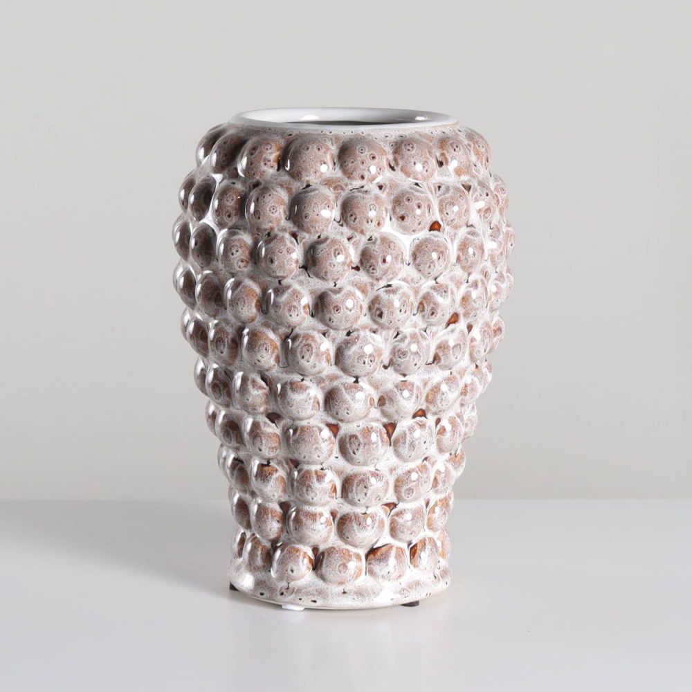 volcanic studded cream ceramic statement vase